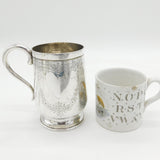 Victorian Sterling Silver Floral Pattern Tankard Mug Antique 1882 Birmingham
