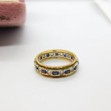 9ct Yellow & White Gold Eternity Ring Set with Sapphire & Diamond Paste 1965