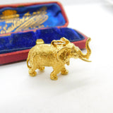 Large 9ct Yellow Gold Good Luck Elephant Charm or Pendant 1972 London Vintage