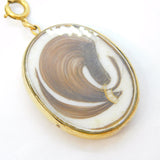 Victorian 9ct Gold Mounted Large Hair Set Portrait Mourning Pendant Antique c1880