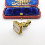 Victorian Rolled Gold Carved Chalcedony Monogram Fob Seal c1860 Antique