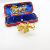 Large 9ct Yellow Gold Good Luck Elephant Charm or Pendant 1972 London Vintage