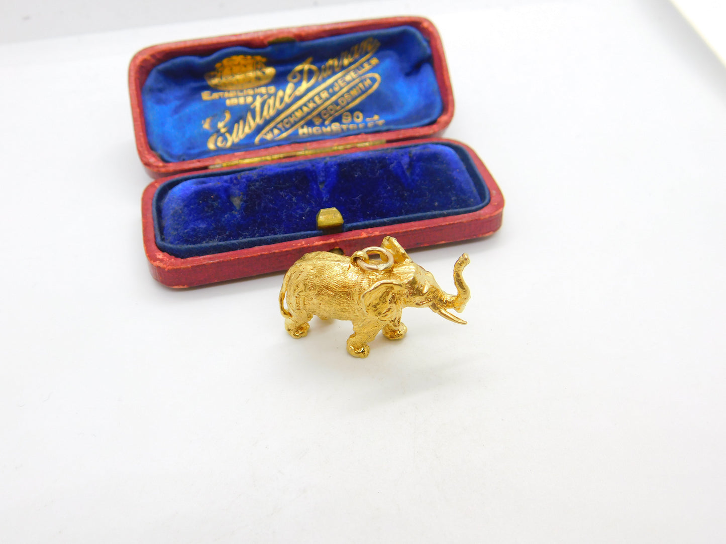 Large 9ct Yellow Gold Good Luck Elephant Charm or Pendant 1972 London Vintage