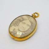 Victorian 9ct Gold Mounted Large Hair Set Portrait Mourning Pendant Antique c1880