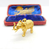 Large 9ct Yellow Gold Good Luck Elephant Charm or Pendant 1972 London Vintage