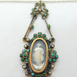 George III Sterling Silver Gilt, Turquoise & Pearl Mourning Necklace Antique c1790