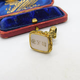 Victorian Rolled Gold Carved Chalcedony Monogram Fob Seal c1860 Antique
