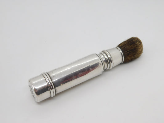 Edwardian Sterling Silver Traveling Shaving Brush 1907 Birmingham Antique