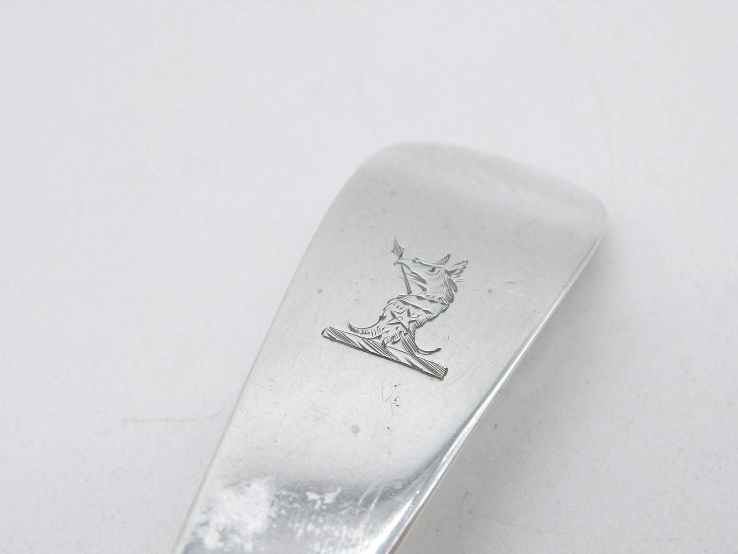 George III Sterling Silver Griffin Crest Basting Spoon Antique 1765 London