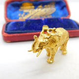 Large 9ct Yellow Gold Good Luck Elephant Charm or Pendant 1972 London Vintage