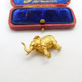 Large 9ct Yellow Gold Good Luck Elephant Charm or Pendant 1972 London Vintage