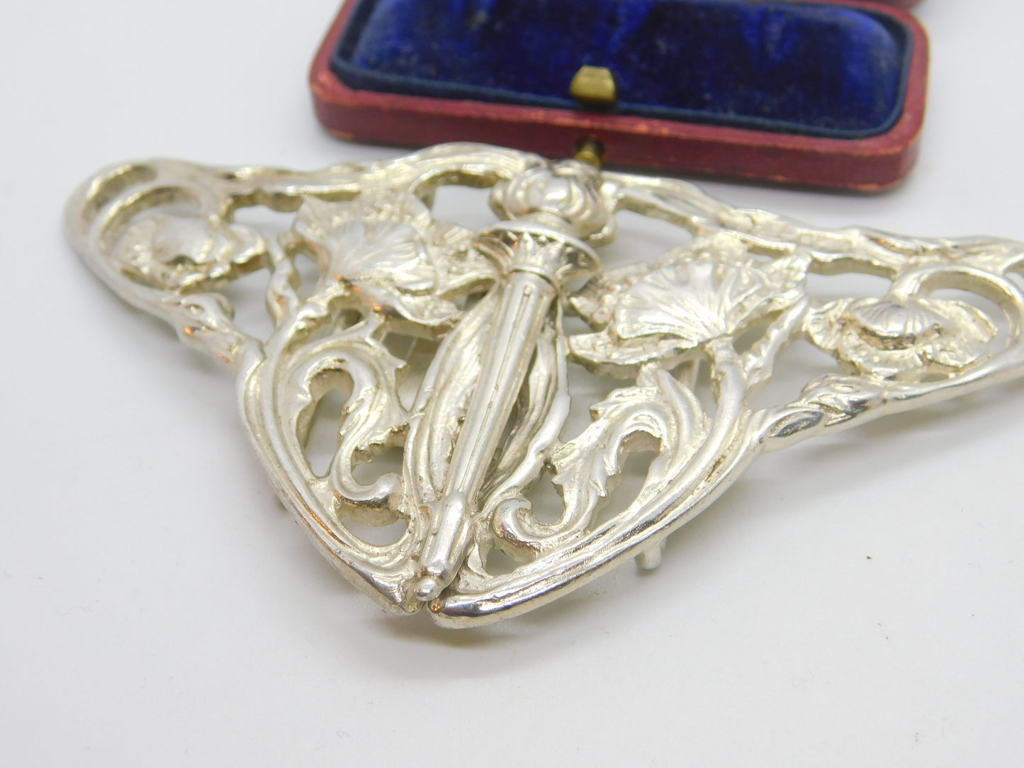 Sterling Silver Spring Lily Nurses Floral Buckle 1986 Sheffield Vintage