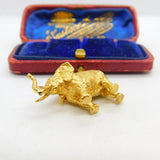 Large 9ct Yellow Gold Good Luck Elephant Charm or Pendant 1972 London Vintage