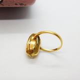 Victorian French 18ct Yellow Gold & Cabochon Red Coral Ring Antique c1860