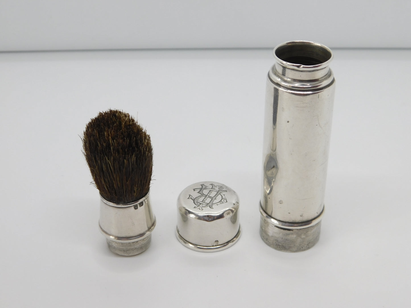 Edwardian Sterling Silver Traveling Shaving Brush 1907 Birmingham Antique