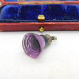 Victorian Sterling Silver Carved Amethyst Stork Bird Fob Seal c1840 Antique