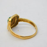 14ct Gold, Enamel, Diamond & Emerald Art Deco Style Ring Vintage 1996 London