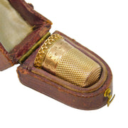 19th Century 10ct Yellow Gold Floral Pattern Boxed Sewing Thimble Antique c1890