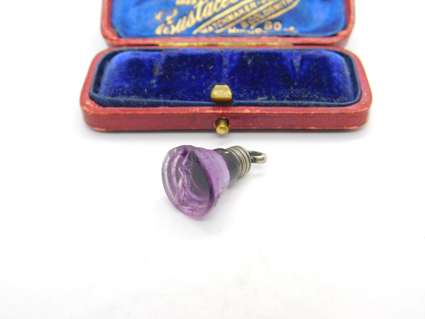 Victorian Sterling Silver Carved Amethyst Stork Bird Fob Seal c1840 Antique