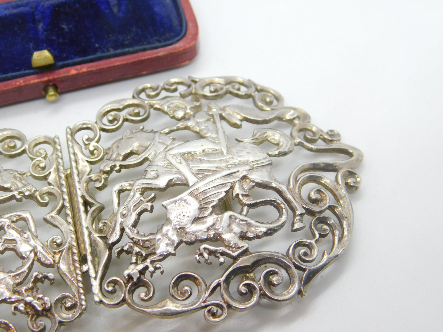 Sterling Silver St George Slaying the Dragon Nurses Buckle 1991 Birmingham