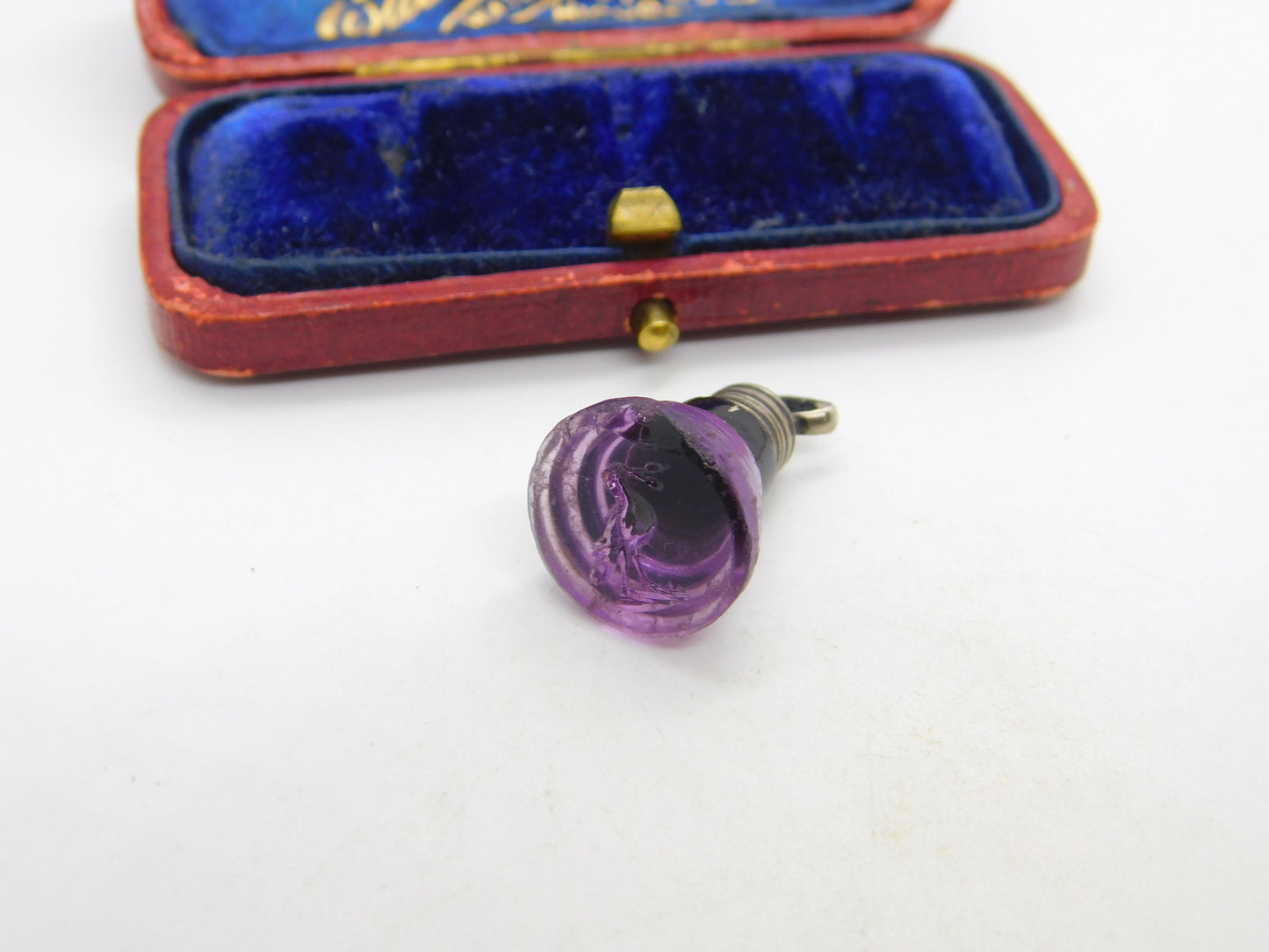 Victorian Sterling Silver Carved Amethyst Stork Bird Fob Seal c1840 Antique