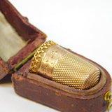 19th Century 10ct Yellow Gold Floral Pattern Boxed Sewing Thimble Antique c1890