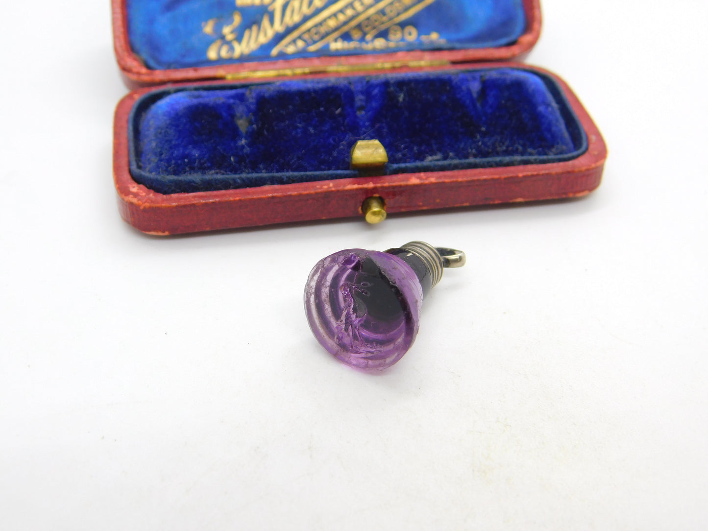 Victorian Sterling Silver Carved Amethyst Stork Bird Fob Seal c1840 Antique