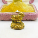 Victorian 9ct Gold & Sardonyx Set Lion Form Fob Seal AF Antique c1860