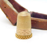 19th Century 10ct Yellow Gold Floral Pattern Boxed Sewing Thimble Antique c1890