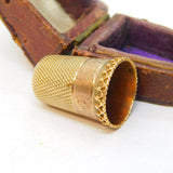 19th Century 10ct Yellow Gold Floral Pattern Boxed Sewing Thimble Antique c1890