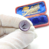 Victorian Sterling Silver Carved Amethyst Stork Bird Fob Seal c1840 Antique