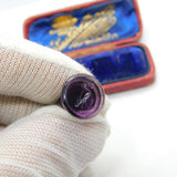 Victorian Sterling Silver Carved Amethyst Stork Bird Fob Seal c1840 Antique