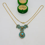 George III Gold & Sterling Silver Gilt Turquoise, Pearl Floral Necklace Antique c1800