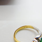 18ct Gold, Emerald & 0.1ct Diamond Crossover Ring Vintage c1990 Size L 1/2 UK