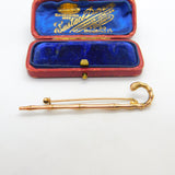Victorian 9ct Rose Gold Walking Stick Brooch Antique 1896 Birmingham