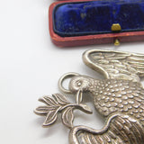 Large Sterling Silver Dove of Peace Masonic Jewel Medallion 1927 Birmingham