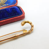 Victorian 9ct Rose Gold Walking Stick Brooch Antique 1896 Birmingham