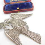 Large Sterling Silver Dove of Peace Masonic Jewel Medallion 1927 Birmingham