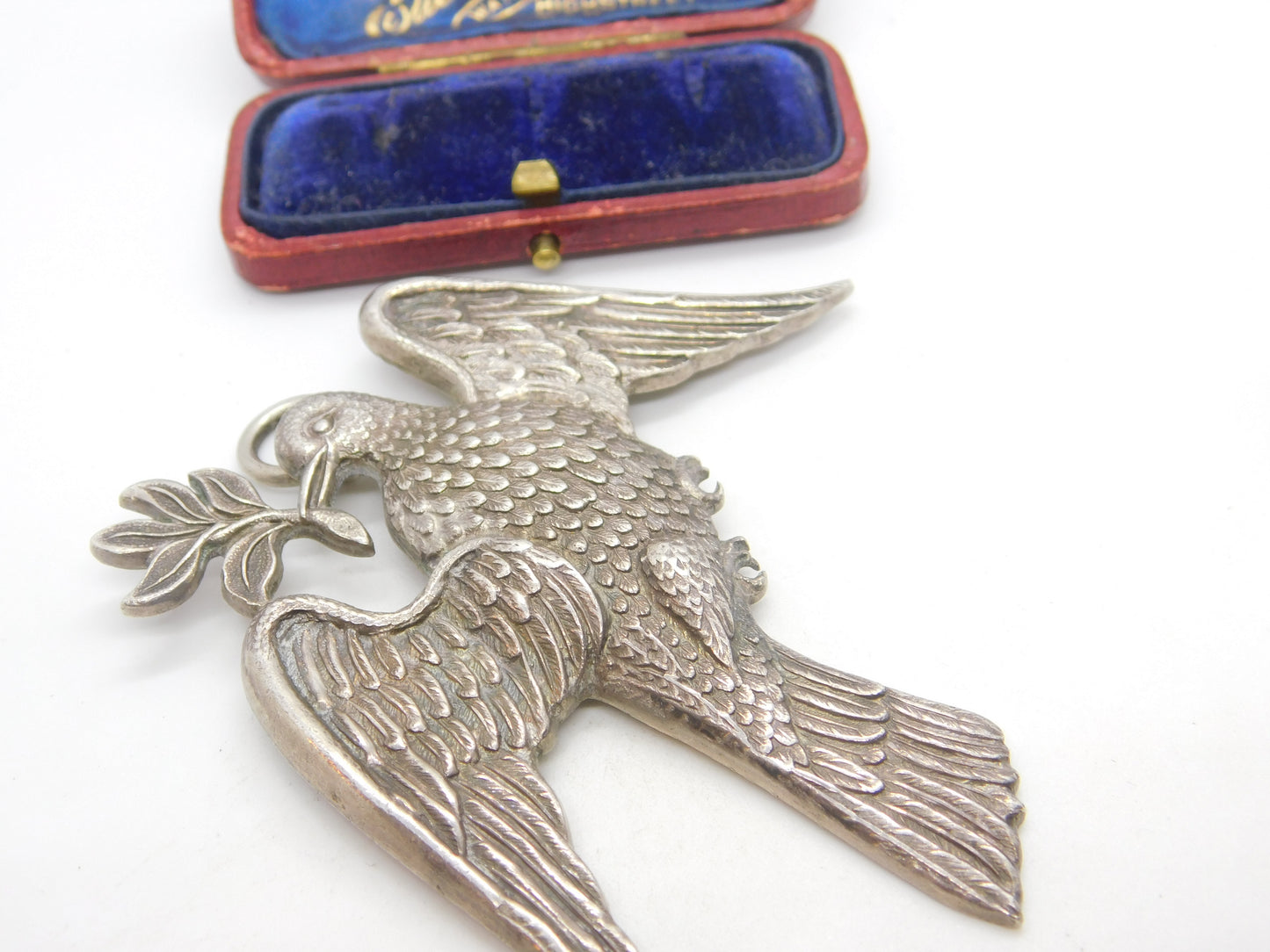 Large Sterling Silver Dove of Peace Masonic Jewel Medallion 1927 Birmingham