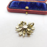 Victorian Sterling Silver Gilt, Seed Pearl & Turquoise Floral Drop Pendant c1890