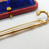 Victorian 9ct Rose Gold Walking Stick Brooch Antique 1896 Birmingham