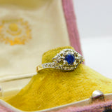 18ct Gold, Sapphire & 0.1ct Diamond Crossover Ring Vintage 1964 London