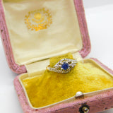 18ct Gold, Sapphire & 0.1ct Diamond Crossover Ring Vintage 1964 London