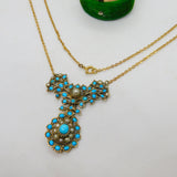 George III Gold & Sterling Silver Gilt Turquoise, Pearl Floral Necklace Antique c1800