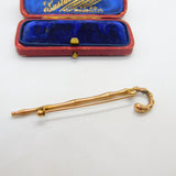 Victorian 9ct Rose Gold Walking Stick Brooch Antique 1896 Birmingham