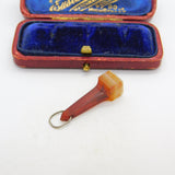 Victorian Sterling Silver Carved Red Agate Obelisk Fob Pendant Antique c1860
