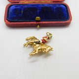 9ct Yellow Gold & Enamel Royal Horse Guard Cavalry Charm 1972 London Vintage