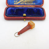 Victorian Sterling Silver Carved Red Agate Obelisk Fob Pendant Antique c1860