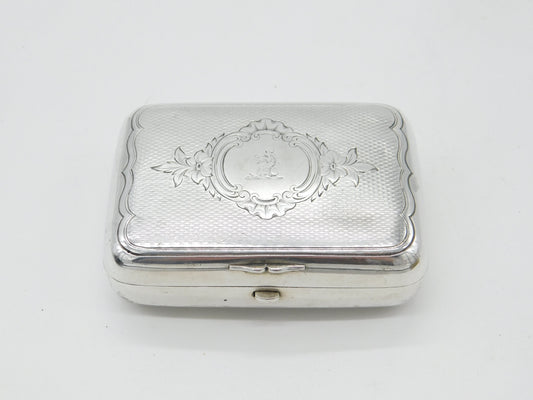 Victorian Russian Sterling Silver Cigar Box Dragon Crest Antique Moscow c1860