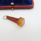 Victorian Sterling Silver Carved Red Agate Obelisk Fob Pendant Antique c1860